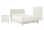 Dean Sand Full Upholstered 3 Piece Bedroom Set With Madison White II Chest & 2 Drawer Nightstand - Signature