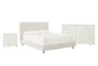Dean Sand Full Upholstered 3 Piece Bedroom Set With Madison White II Dresser & 2 Drawer Nightstand - Signature