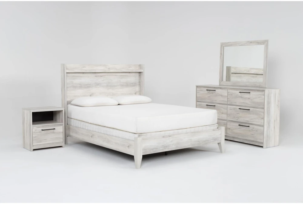 Baylie White Queen 4 Piece Bedroom Set With Dresser, Mirror & Nightstand