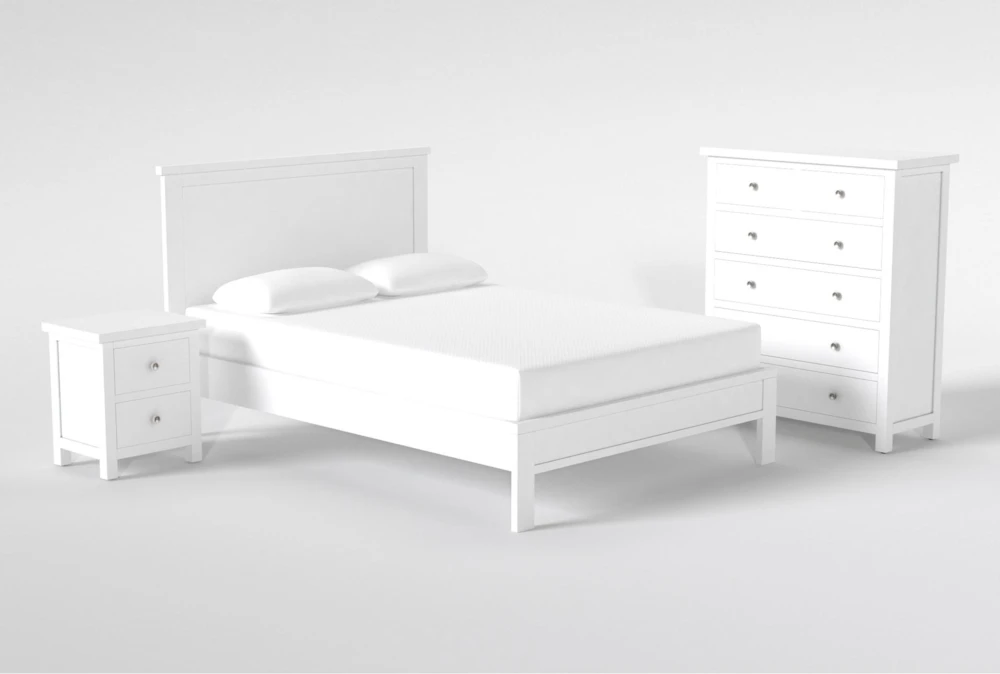 Larkin White Full Panel 3 Piece Bedroom Set With Chest & Nightstand