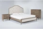 Deliah California King Wood & Upholstered Platform 3 Piece Bedroom Set With Chest & Nightstand - Signature