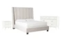 Topanga Grey Queen Velvet Upholstered 3 Piece Bedroom Set With Alton White III Dresser & Nightstand - Signature
