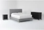 Dean Charcoal California King Upholstered 3 Piece Bedroom Set With Larkin Espresso II Dresser & Nightstand - Signature