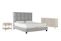 Boswell Grey California King Upholstered 3 Piece Bedroom Set With Camila II Dresser & Nightstand - Signature