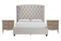 Mariah California King Velvet Upholstered 3 Piece Bedroom Set With 2 Deliah II 3 Drawer Nightstands - Signature
