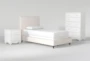 Dean Sand Twin Upholstered 3 Piece Bedroom Set With Madison White II Chest & 2 Drawer Nightstand - Signature