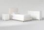 Dean Sand Twin Upholstered 3 Piece Bedroom Set With Madison White II Dresser & 2 Drawer Nightstand - Signature