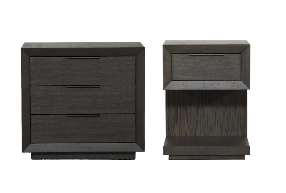 Pierce Espresso II 1-Drawer & 3-Drawer Nightstand With USB & Power Outlets Set Of 2