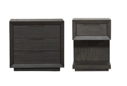 Pierce Espresso II 1 Drawer & 3 Drawer Nightstand With USB & Power Outlets Set Of 2