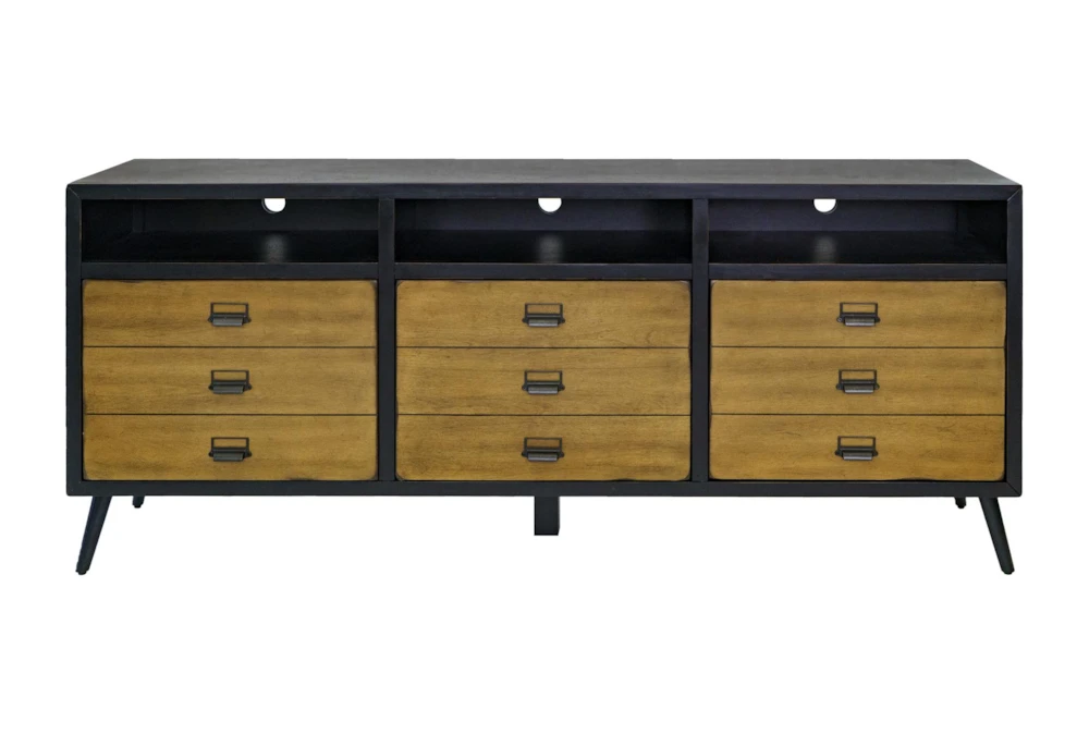 Black + Brown 72" Traditional Tv Stand
