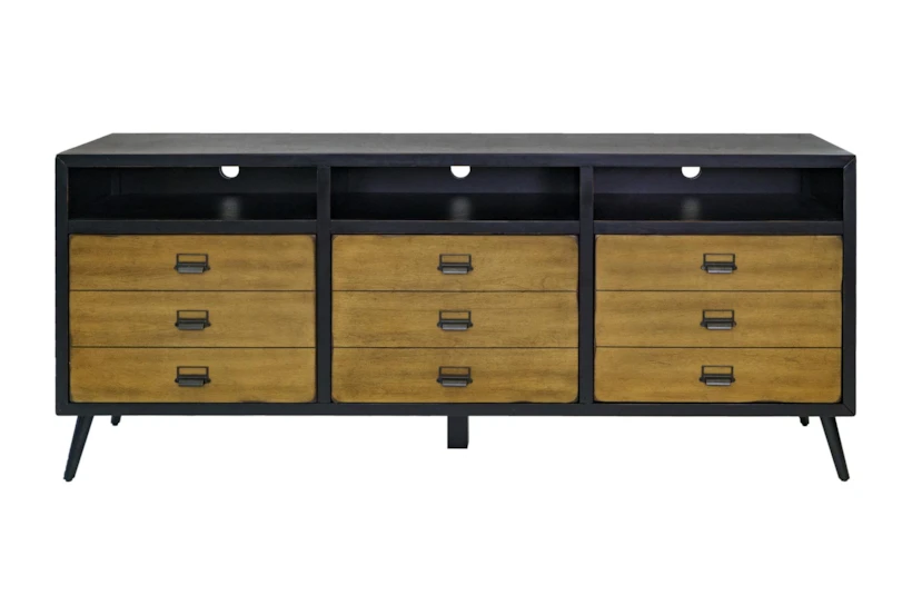 Black + Brown 72" Traditional Tv Stand - 360