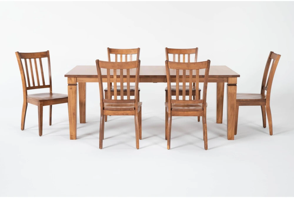 Hartfield Toffee II 66-90" Extendable Dining With Side Chair Set For 6
