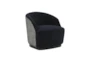 Thatching Black Velvet Swivel Chair - Signature