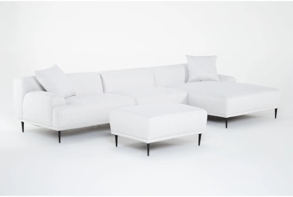 Kenai Pearl 126" 3 Piece Sectional with Right Arm Facing Chaise & Ottoman