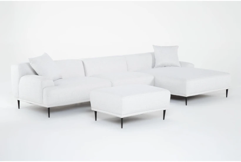 Kenai Pearl 126" 3 Piece Sectional with Right Arm Facing Chaise & Ottoman - 360