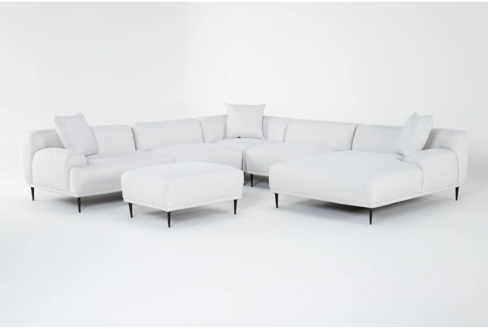 Kenai Pearl 153" 5 Piece Sectional with Right Arm Facing Chaise & Ottoman