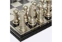 17X17 Silver + Black Metal Chess Game Set - Detail
