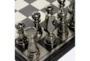 17X17 Silver + Black Metal Chess Game Set - Detail