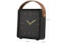 9.5" Black Metal + Leather Detail Square Minimalist Clock - Detail