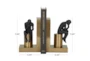 7" Black + Gold Metal People Thinker Bookends - Detail