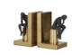 7" Black + Gold Metal People Thinker Bookends - Material