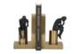 7" Black + Gold Metal People Thinker Bookends - Signature