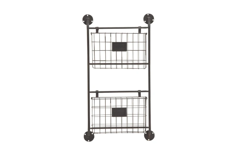 16X28 Black Metal Wire 2 Tier Wall Basket Organizer - 360