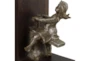 8" Silver + Brown Polystone Split See-Saw Children Bookends - Detail