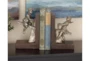 8" Silver + Brown Polystone Split See-Saw Children Bookends - Room