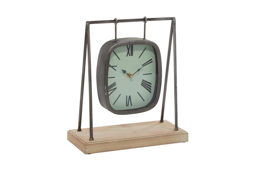 12" Gray Wood Swinging Clock