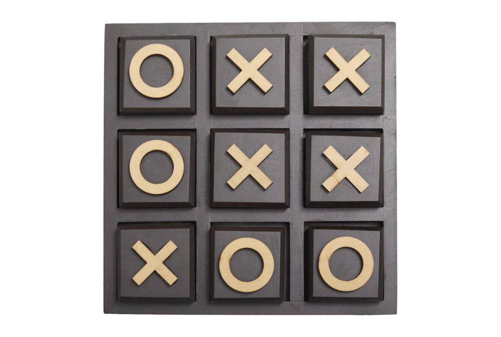 10X10 Black Wood Block Tic Tac Toe Game Set