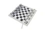 22X22 Silver + Gunmetal Chess Table Game Set - Detail