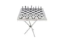 22X22 Silver + Gunmetal Chess Table Game Set - Signature
