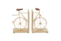 9" Gold Metal + Wood Split Bicycle Bookends - Material