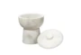 5" White Marble Footed Bowl With Lid - Detail