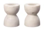 4" White Marble Taper Candle Holders Set Of 2 - Signature
