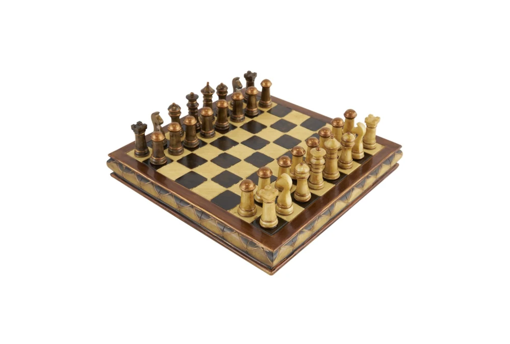 10X10 Bronze + Brown Polystone Chess Game Set