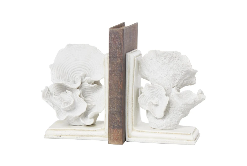 7" White Coral Textured Bookends