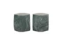 4" Green Gray Marble Geometric Block Bookends - Back