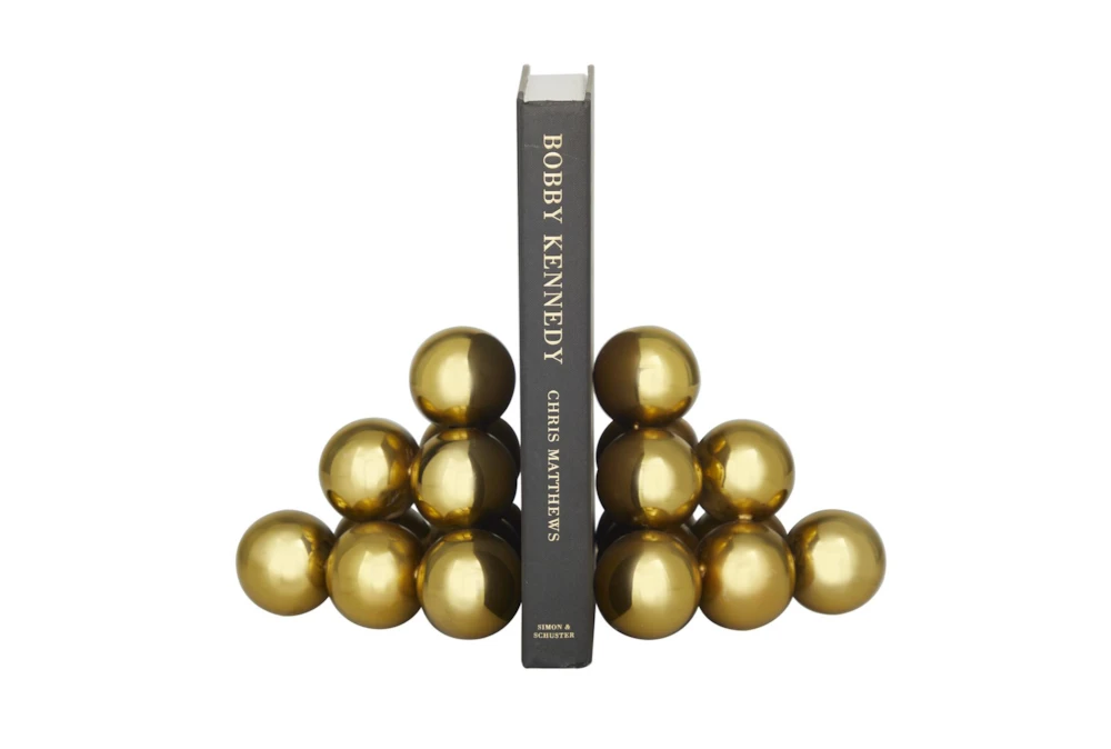 5" Gold Stacked Orbs Bookends
