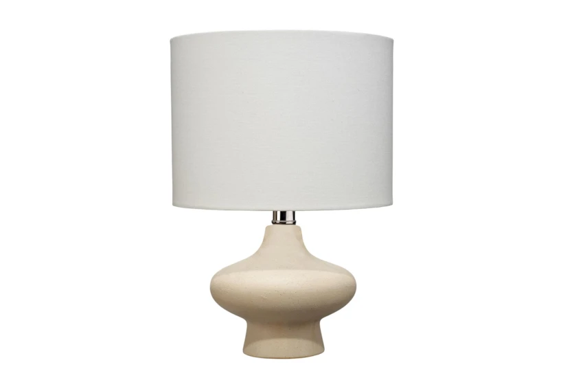 13" Speckled Cream Ceramic Modern Genie Style Lamp With Drum Shade - 360