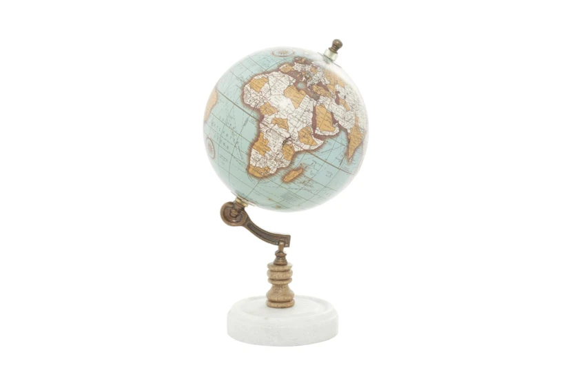 11" Teal + White Marble Globe Decor - 360