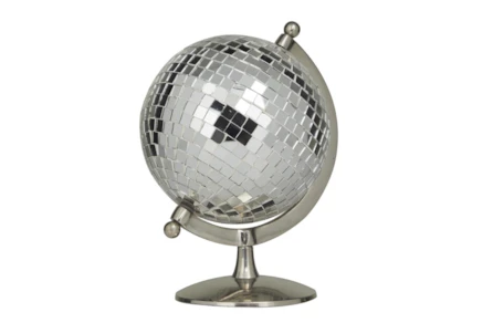 10" Silver Metal Disco Ball Globe Decor