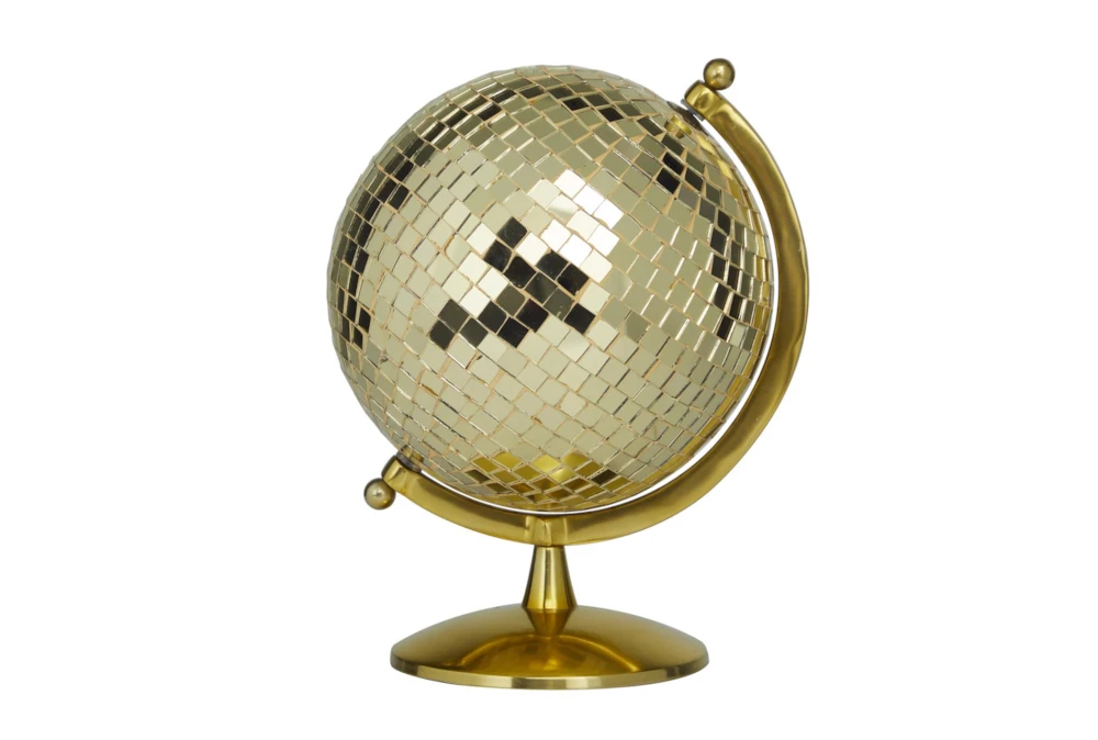 12" Gold Metal Disco Ball Globe Decor