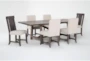 Jaxon Grey 76-96" Extendable Dining With 4 Upholstered Chair + 2 Wood Chair Set For 6 - Side