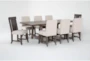 Jaxon Grey 76-96" Extendable Dining With 6 Upholstered Chair + 2 Wood Chair Set For 8 - Side