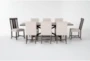 Jaxon Grey 76-96" Extendable Dining With 6 Upholstered Chair + 2 Wood Chair Set For 8 - Signature