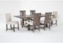 Jaxon Grey 76-96" Extendable Dining With 4 Wood Chair + 2 Upholstered Chair Set For 6 - Side