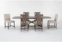 Jaxon Grey 76-96" Extendable Dining With 4 Wood Chair + 2 Upholstered Chair Set For 6 - Signature