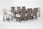 Jaxon Grey 76-96" Extendable Dining With 6 Wood Chair + 2 Upholstered Chair Set For 8 - Side
